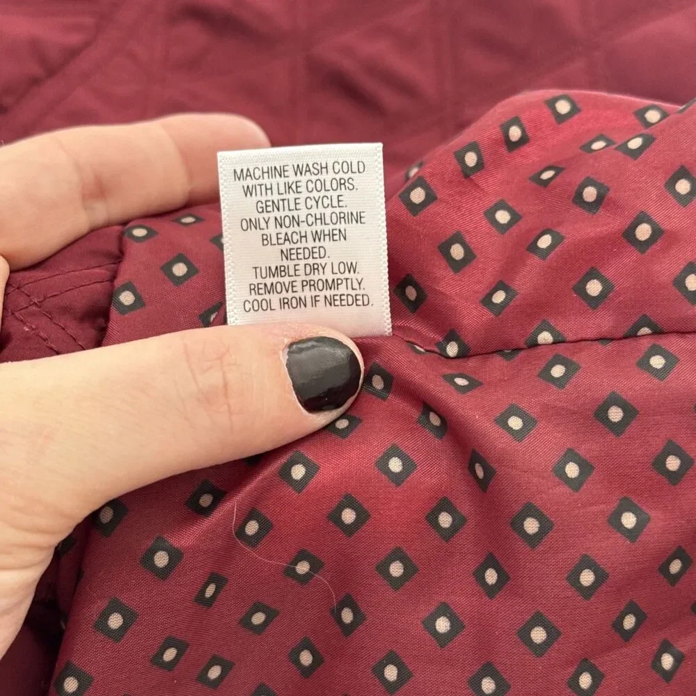 Croft & Barrow Barn Jacket Womens XL Burgundy Quilted Corduroy Collar Chore Coat - Picture 14 of 14